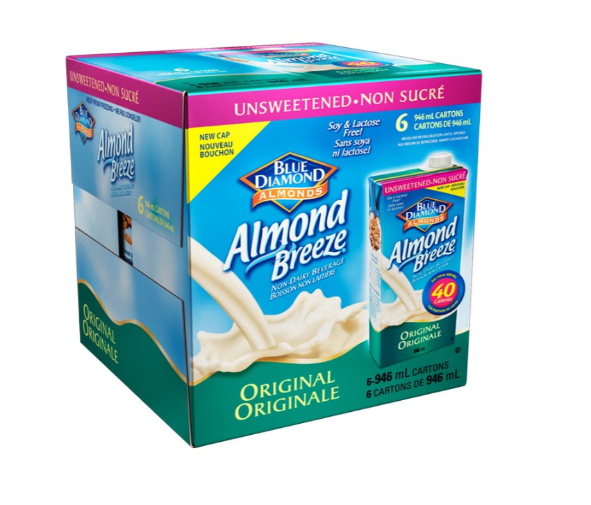 Blue Diamond Almond Breeze Original - Unsweetened - 6 x 946ml