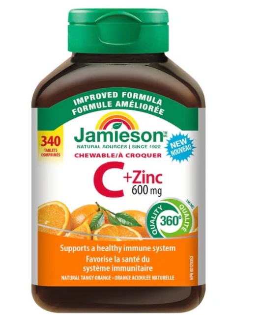 Jamieson Chewable Vitamin C + Zinc Tablets