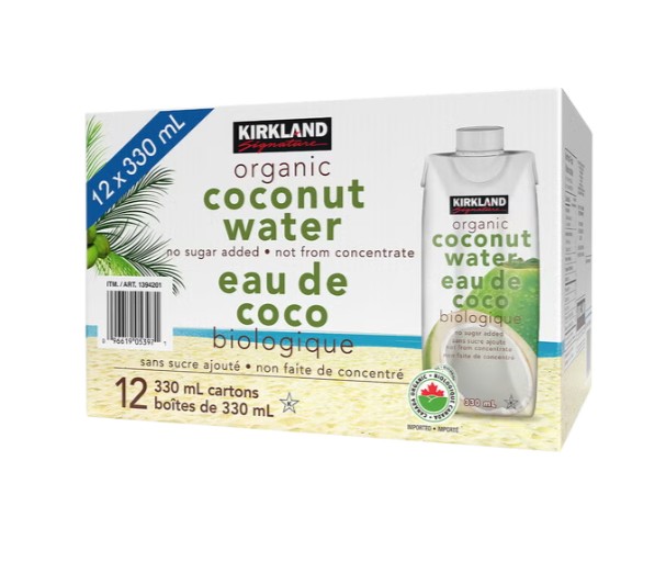 Kirkland Signature Organic Coconut Water, 11.1 Fl Oz, 12-Count, 133.2 Fluid_Ounces