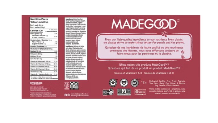 Made Good, Soft Baked Mini Cookies, Red Velvet, 32x 24g