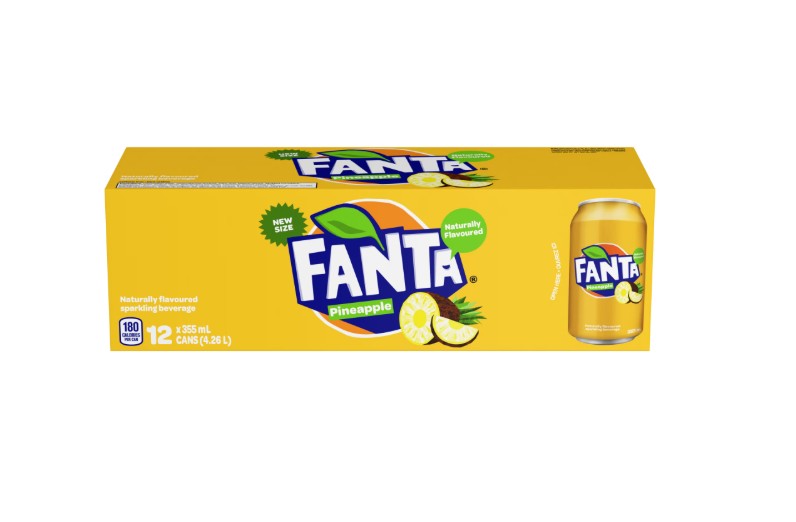 Fanta Pineapple Fridgepack Cans, 355 mL, 12 Pack