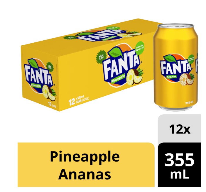 Fanta Pineapple Fridgepack Cans, 355 mL, 12 Pack