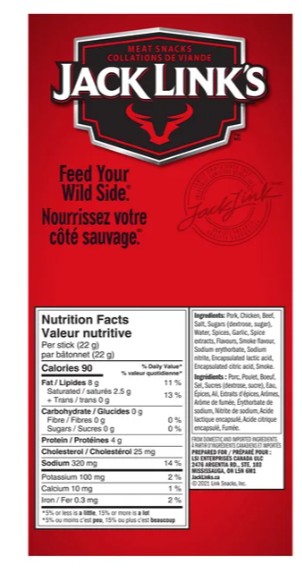 Jack Link's Original Pepperoni Sticks, 20 × 22 g