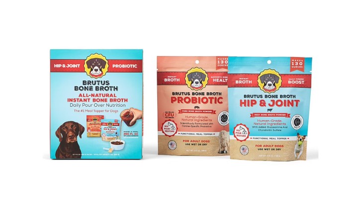 Brutus Bone Broth, Beef Powder Hip & Joint & Pork Probiotic Powder Variety Pack, Dog Food Topper, 3.5 oz., 2 pk.