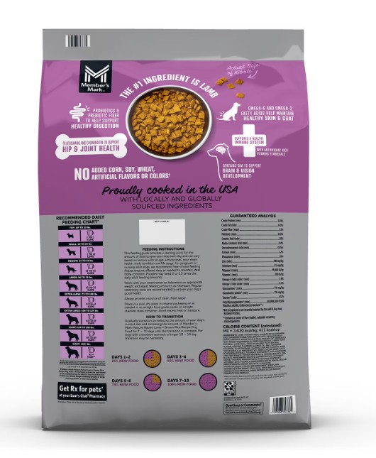 Member's Mark Pasture Raised Lamb and Brown Rice Recipe, Dry Dog Food, 35 lbs.
