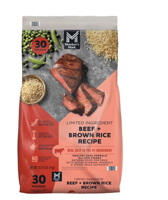 Member's Mark, Beef and Brown Rice, Limited Ingredient Dry Dog Food, 30 lbs.