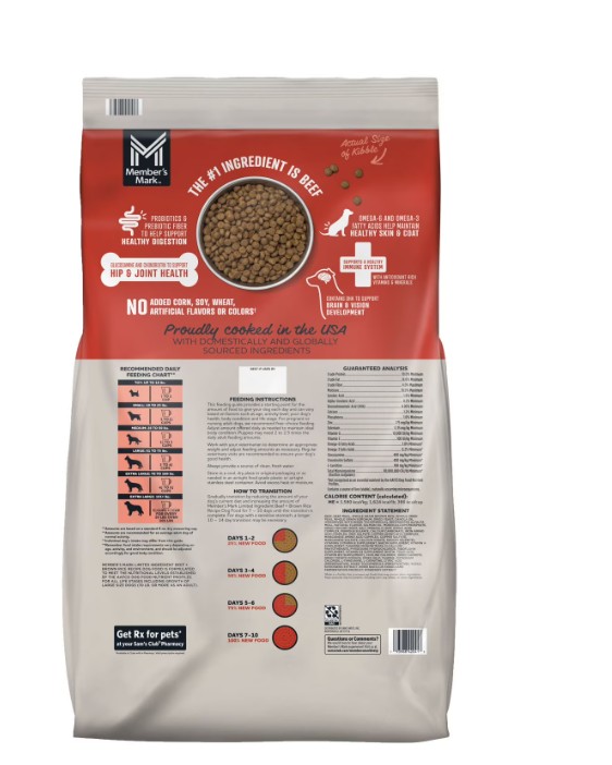 Member's Mark, Beef and Brown Rice, Limited Ingredient Dry Dog Food, 30 lbs.