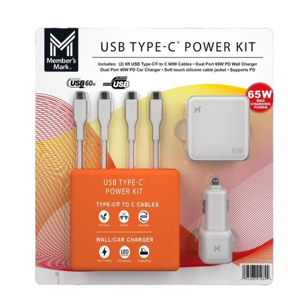 Member's Mark 65W USB-C PD Charger & Cable Kit