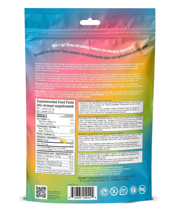 Organika Canadian-Made Electrolytes Powder Variety Pack 3.5g x 21 packets