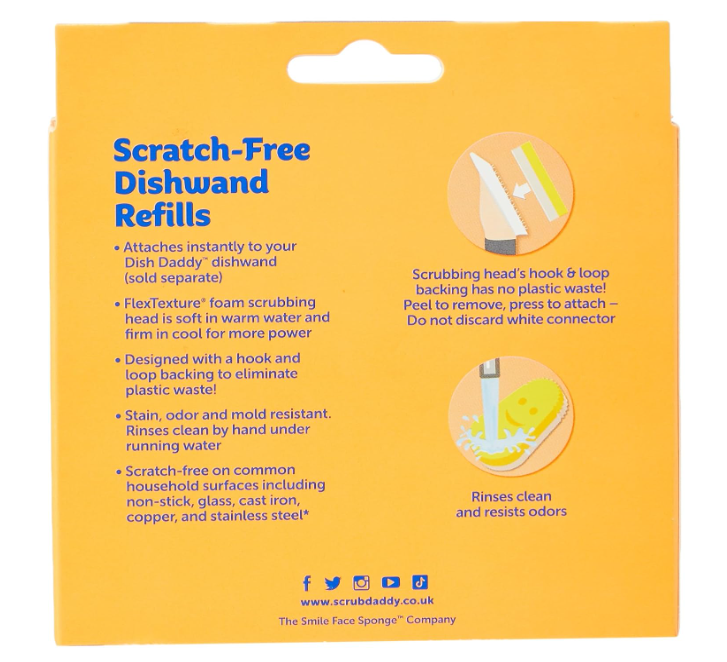 Scrub Daddy Dish Wand Scrubbing Brush Replacement Heads, Soap Dispensing Dish Brushes