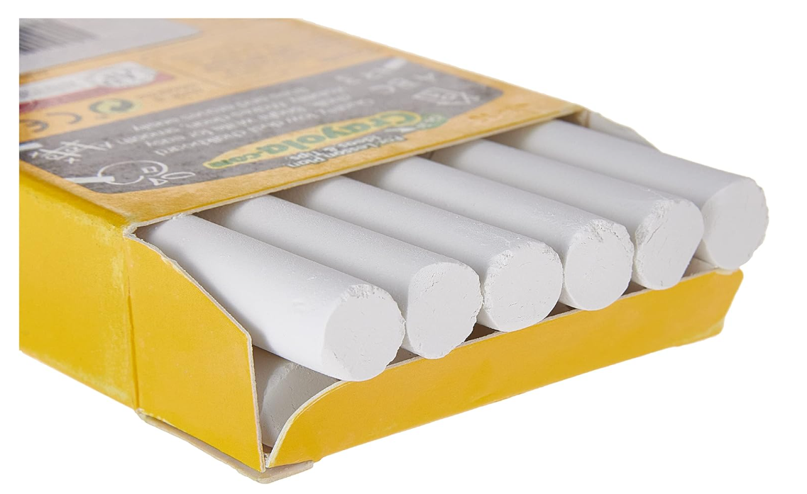 Crayola Nontoxic Anti-Dust Chalk, White, 12 Sticks/Box