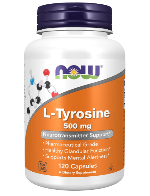 NOW Supplements, L-Tyrosine 500 mg, Supports Mental Alertness, Neurotransmitter Support, 120 Capsules