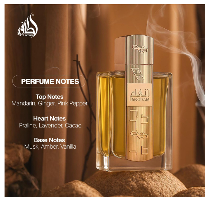 Lattafa Angham Eau de Parfum Spray for Unisex, 3.4 Ounce