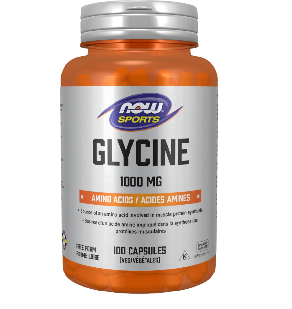 NOW Sports Glycine 1000 mg Vegetable Capsules, 100 Count
