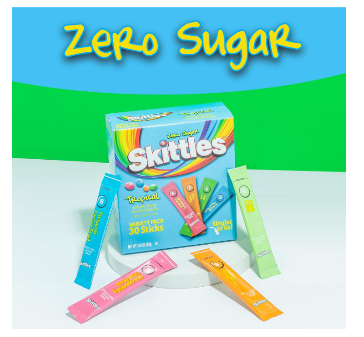 Skittles Singles To Go Tropical Flavors Variety Pack, Powdered Drink Mix,